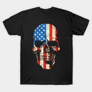 Skull Graphic - Patriotic Badass Distressed Art - US Flag T-Shirt